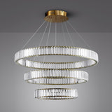 Gold Crystal Ring LED Crown Chandelier Modern Multi Tier Hanging Pendant Lamp