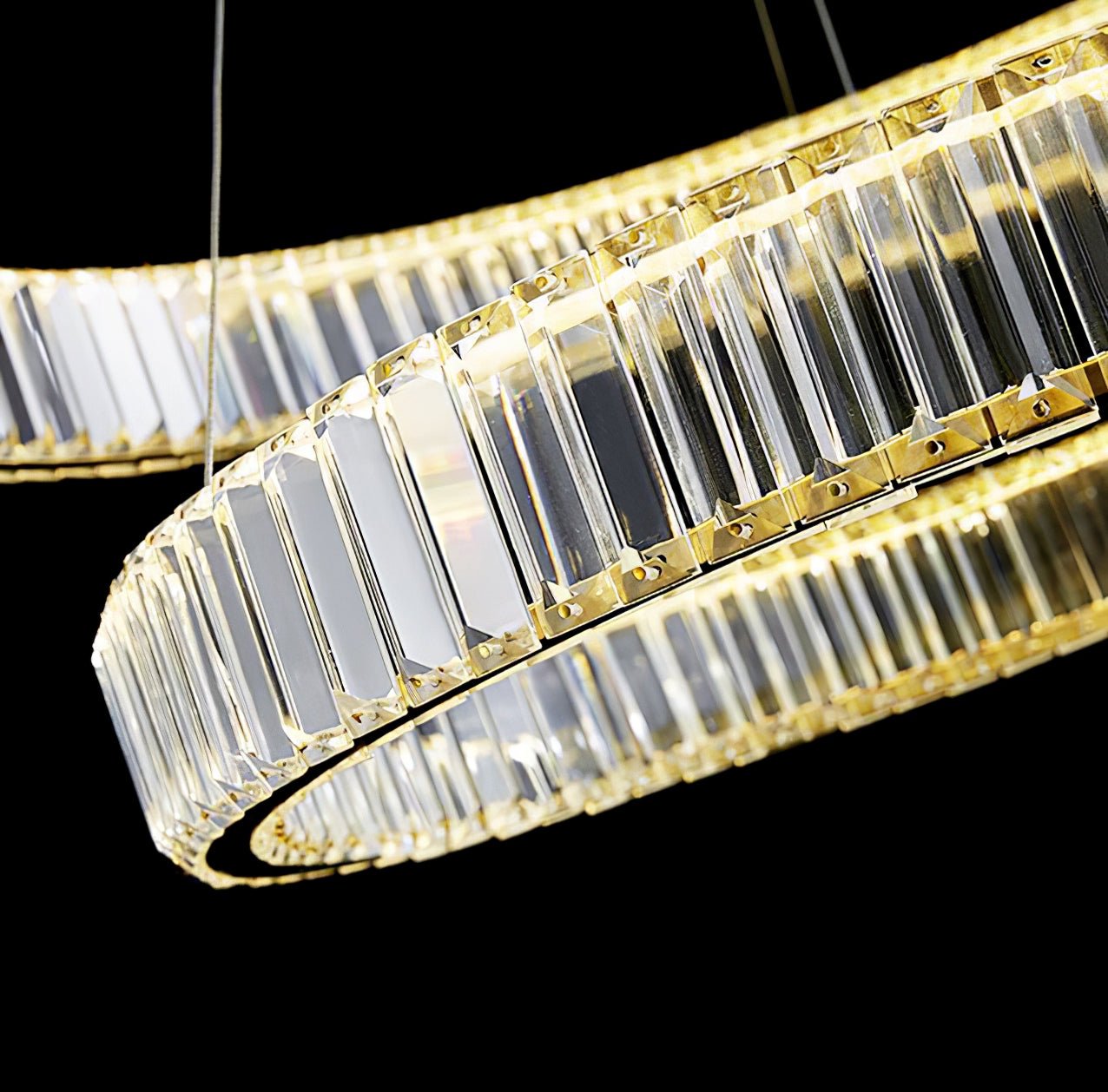 Gold Crystal Ring LED Crown Chandelier Modern Multi Tier Hanging Pendant Lamp