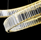 Gold Crystal Ring LED Crown Chandelier Modern Multi Tier Hanging Pendant Lamp