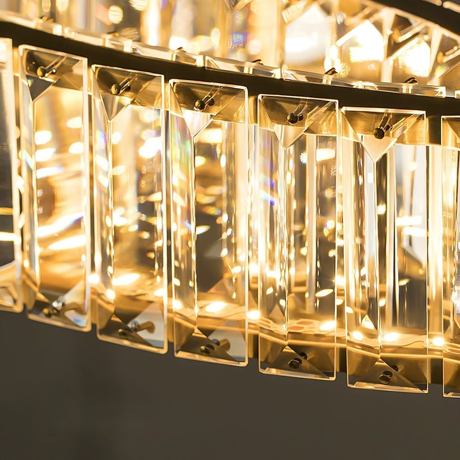 Gold Crystal Ring LED Crown Chandelier Modern Multi Tier Hanging Pendant Lamp