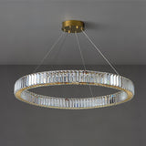 Gold Crystal Ring LED Crown Chandelier Modern Multi Tier Hanging Pendant Lamp