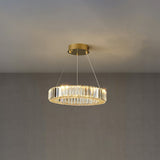 Gold Crystal Ring LED Crown Chandelier Modern Multi Tier Hanging Pendant Lamp
