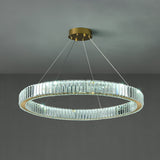 Gold Crystal Ring LED Crown Chandelier Modern Multi Tier Hanging Pendant Lamp