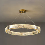 Gold Crystal Ring LED Crown Chandelier Modern Multi Tier Hanging Pendant Lamp