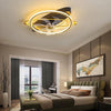 Industrial Gold Flush Mount Ceiling Fan with Integrated LED Light and 6 Speed Remote Control