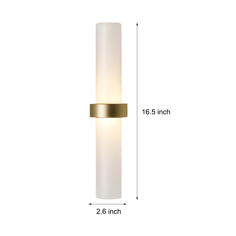 Gold Frosted Glass Tube Wall Sconce Modern 1 Light G4 Warm White Indoor Lighting for Bedroom Hallway
