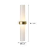 Gold Frosted Glass Tube Wall Sconce Modern 1 Light G4 Warm White Indoor Lighting for Bedroom Hallway