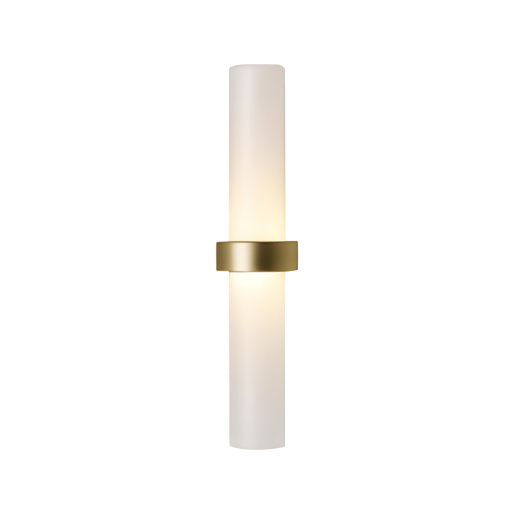 Gold Frosted Glass Tube Wall Sconce Modern 1 Light G4 Warm White Indoor Lighting for Bedroom Hallway