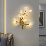 Gold Ginkgo Biloba Leaf Wall Sconce Nordic Modern 3 Color Dimming Light Fixture