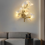 Gold Ginkgo Biloba Leaf Wall Sconce Nordic Modern 3 Color Dimming Light Fixture