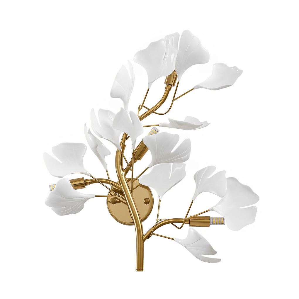 Gold Ginkgo Biloba Leaf Wall Sconce Nordic Modern 3 Color Dimming Light Fixture