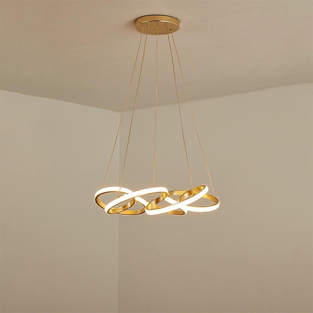 Gold Interwoven Wave Modern LED Chandelier Geometric Linear Pendant Light Fixture