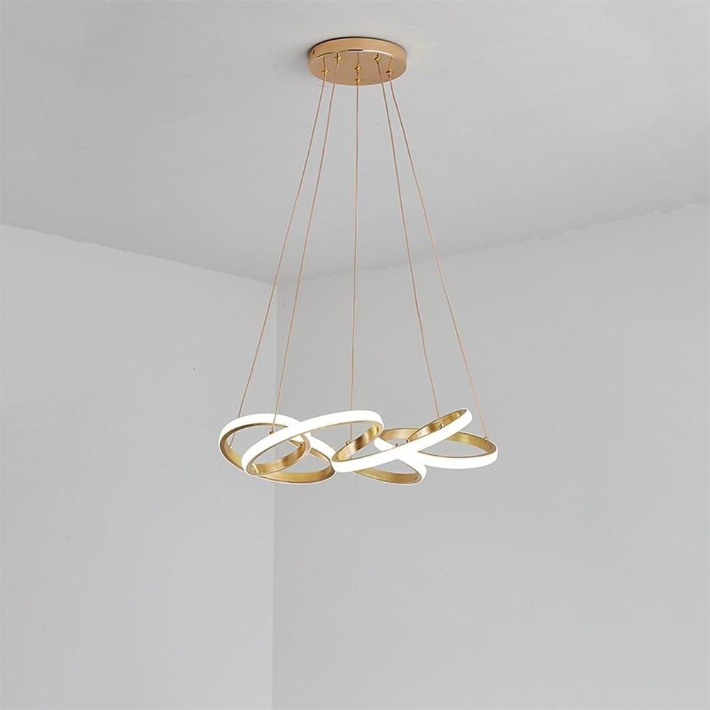 Gold Interwoven Wave Modern LED Chandelier Geometric Linear Pendant Light Fixture