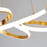 Gold Interwoven Wave Modern LED Chandelier Geometric Linear Pendant Light Fixture