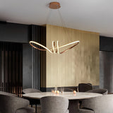 Gold Modern Wave LED Pendant Light Nordic Mid Century Style Ceiling Fixture for Living Room