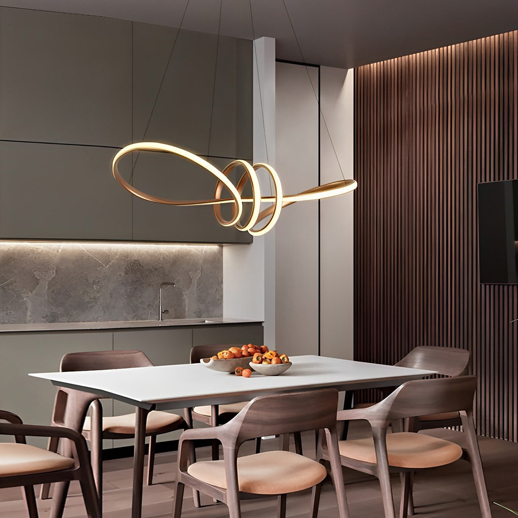 Gold Modern Wave LED Pendant Light Nordic Mid Century Style Ceiling Fixture for Living Room