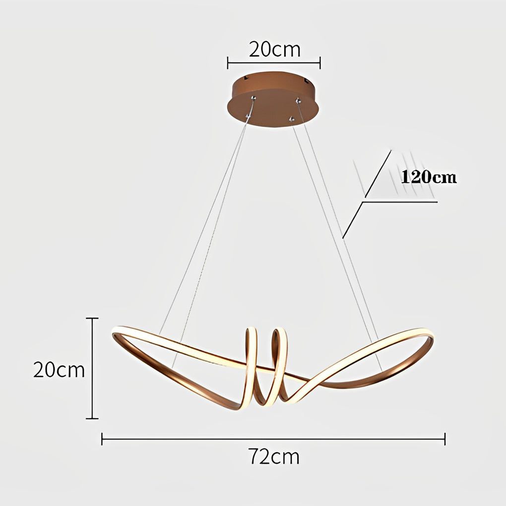 Gold Modern Wave LED Pendant Light Nordic Mid Century Style Ceiling Fixture for Living Room