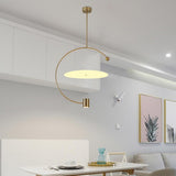 Gold Semi Circular LED Pendant Lighting Modern Electroplated Metal Chandelier for Kitchen