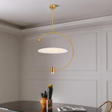 Gold Semi Circular LED Pendant Lighting Modern Electroplated Metal Chandelier for Kitchen