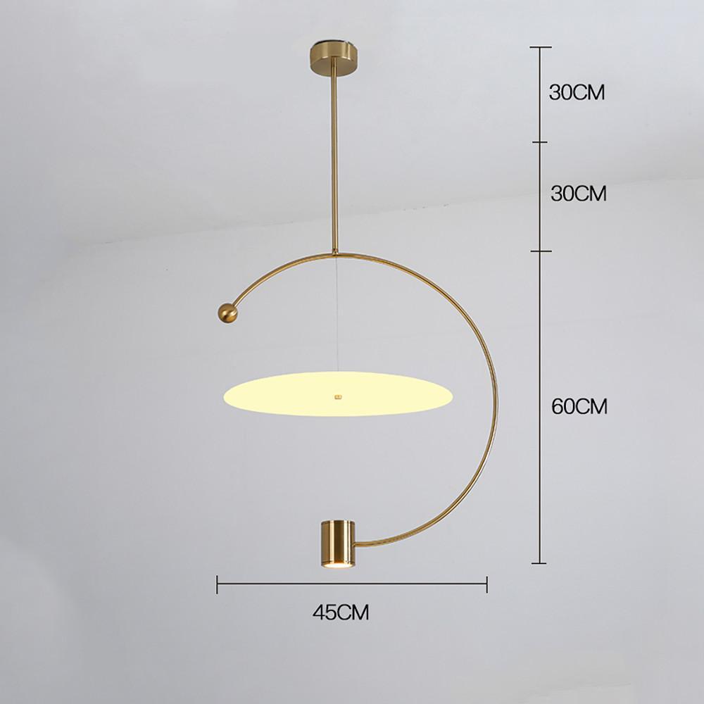 Gold Semi Circular LED Pendant Lighting Modern Electroplated Metal Chandelier for Kitchen