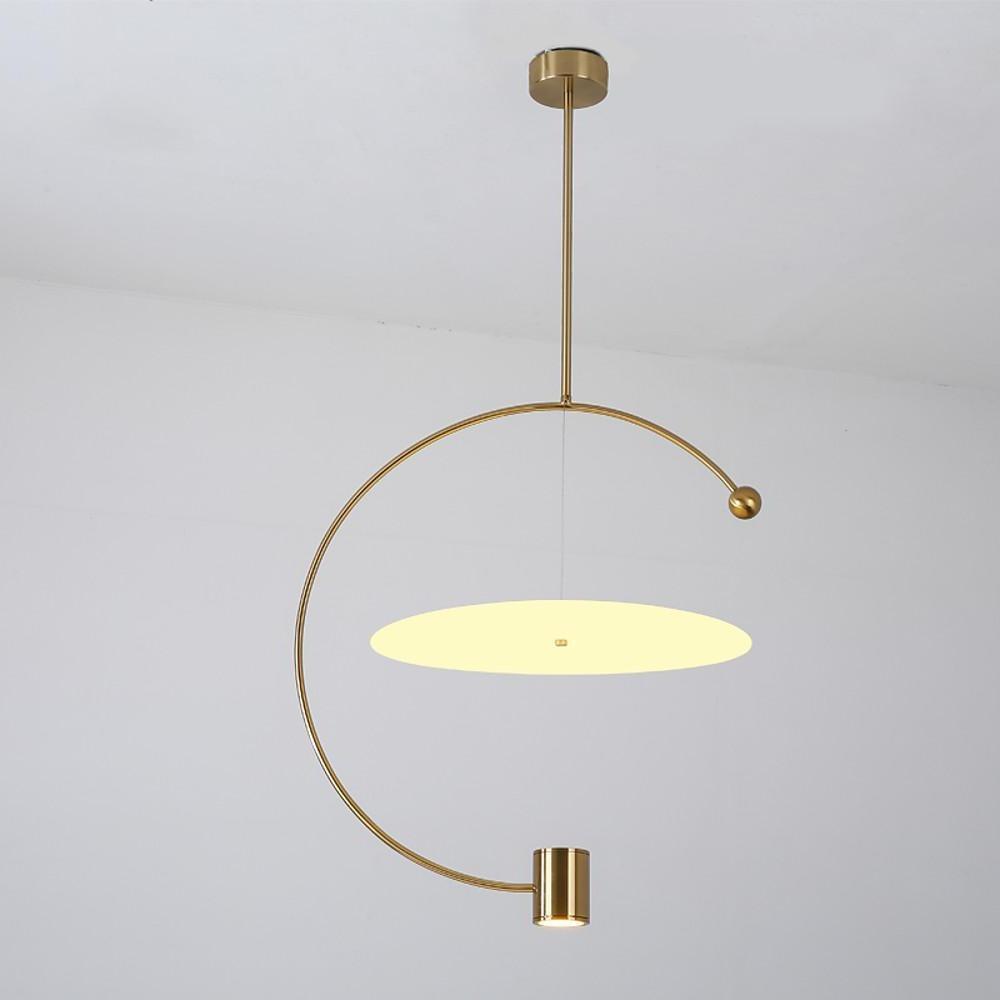 Gold Semi Circular LED Pendant Lighting Modern Electroplated Metal Chandelier for Kitchen