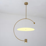 Gold Semi Circular LED Pendant Lighting Modern Electroplated Metal Chandelier for Kitchen