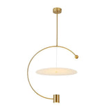 Gold Semi Circular LED Pendant Lighting Modern Electroplated Metal Chandelier for Kitchen