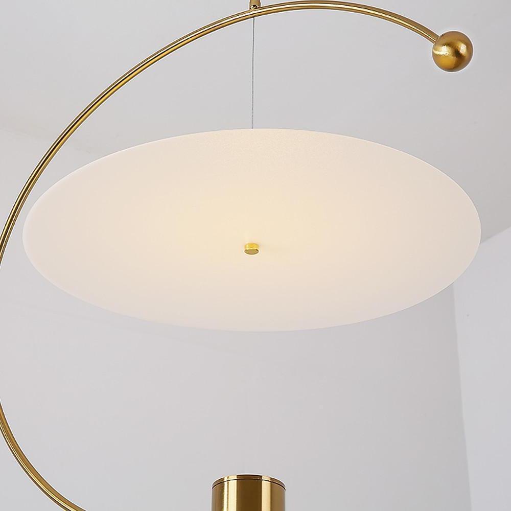 Gold Semi Circular LED Pendant Lighting Modern Electroplated Metal Chandelier for Kitchen
