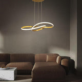 Gold Wavy Interweaved LED Hanging Lamp Contemporary Island Lighting Fixture