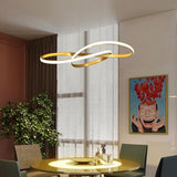 Gold Wavy Interweaved LED Hanging Lamp Contemporary Island Lighting Fixture