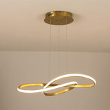 Gold Wavy Interweaved LED Hanging Lamp Contemporary Island Lighting Fixture