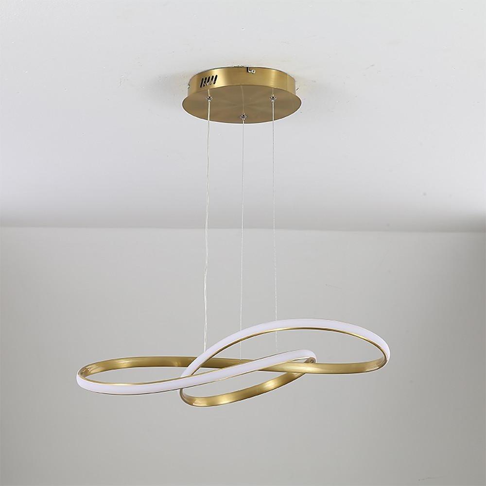 Gold Wavy Interweaved LED Hanging Lamp Contemporary Island Lighting Fixture
