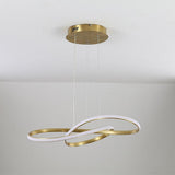 Gold Wavy Interweaved LED Hanging Lamp Contemporary Island Lighting Fixture