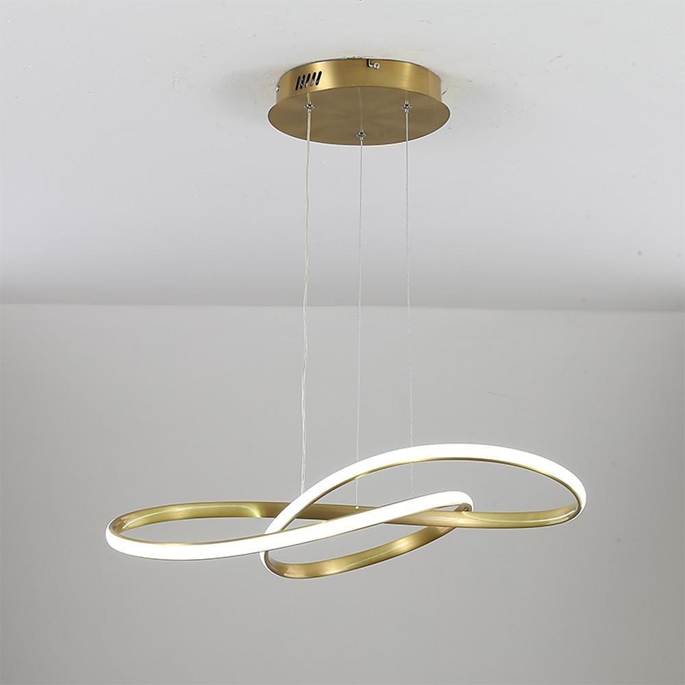 Gold Wavy Interweaved LED Hanging Lamp Contemporary Island Lighting Fixture