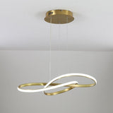 Gold Wavy Interweaved LED Hanging Lamp Contemporary Island Lighting Fixture