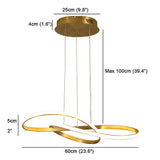 Gold Wavy Interweaved LED Hanging Lamp Contemporary Island Lighting Fixture