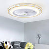 Modern White and Gold Crown Bladeless Flush Mount Ceiling Fan with Remote Control and LED Light