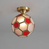 Modern Football Glass Flush Mount Ceiling Light Fixture for Kids Bedroom and Playroom