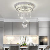 Modern Circular LED Crystal Chandelier Flush Mount Ceiling Light for Luxury Interior Spaces