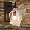 Gothic Skull Head Glass Wall Sconce Industrial Black Finish Decorative Lighting