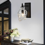 Gothic Skull Head Glass Wall Sconce Industrial Black Finish Decorative Lighting