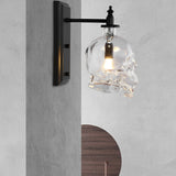 Gothic Skull Head Glass Wall Sconce Industrial Black Finish Decorative Lighting