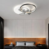 24 Inch Modern Circle LED Flush Mount Ceiling Fan with Dimmable Light and Remote Control