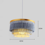 Gradated Drum Shade LED Chandelier for Dining Room and Bedroom Contemporary Fabric Tassel Ceiling Light