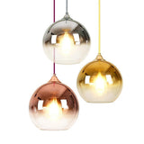 Gradient Glass Globe Pendant Light Modern Kitchen Island Hanging Ceiling Lamp with Adjustable Cord