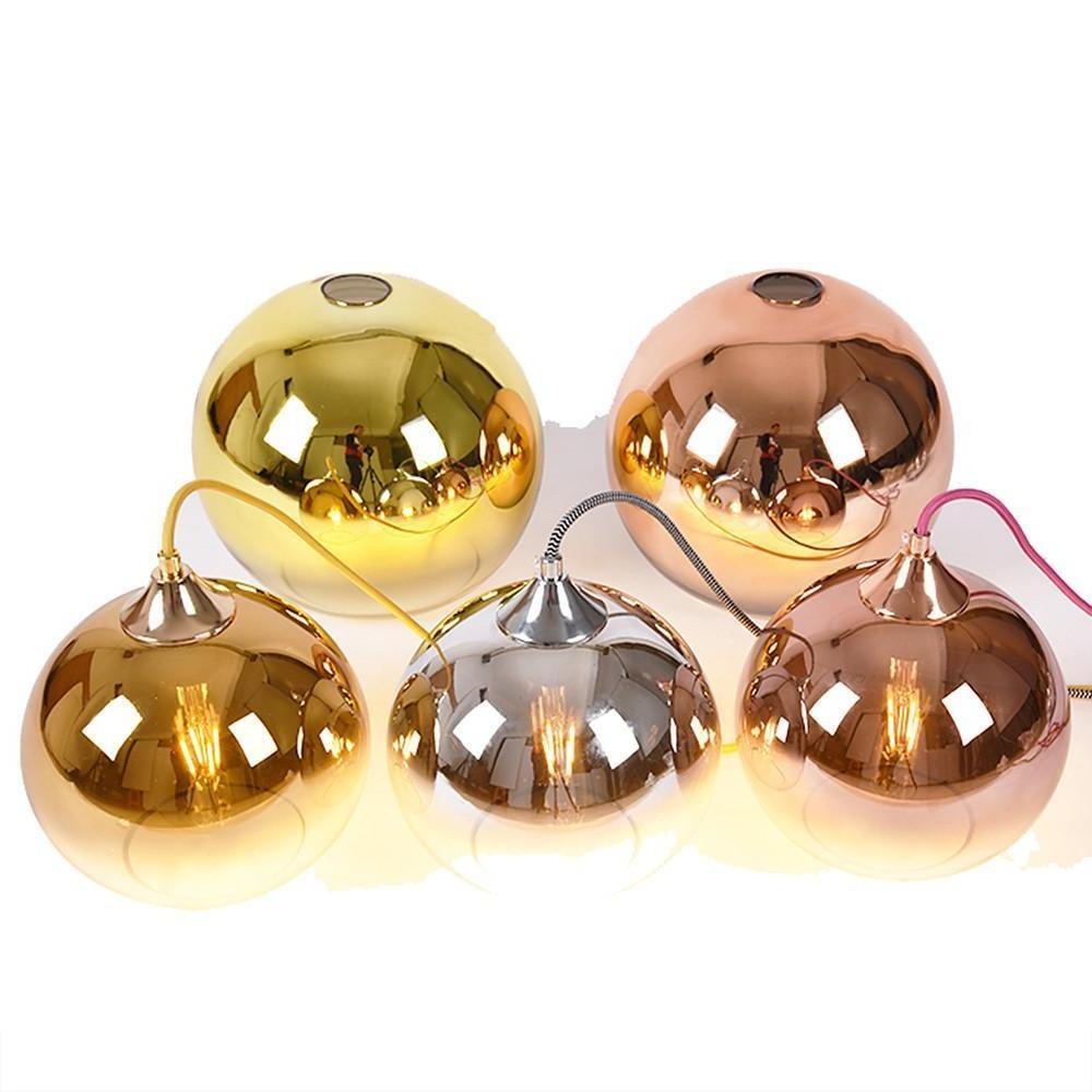 Gradient Glass Globe Pendant Light Modern Kitchen Island Hanging Ceiling Lamp with Adjustable Cord