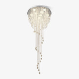 Grand Spiral Crystal Chandelier for Staircase Luxury Crown LED Pendant Light Chrome Finish