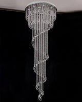 Grand Spiral Crystal Chandelier for Staircase Luxury Crown LED Pendant Light Chrome Finish