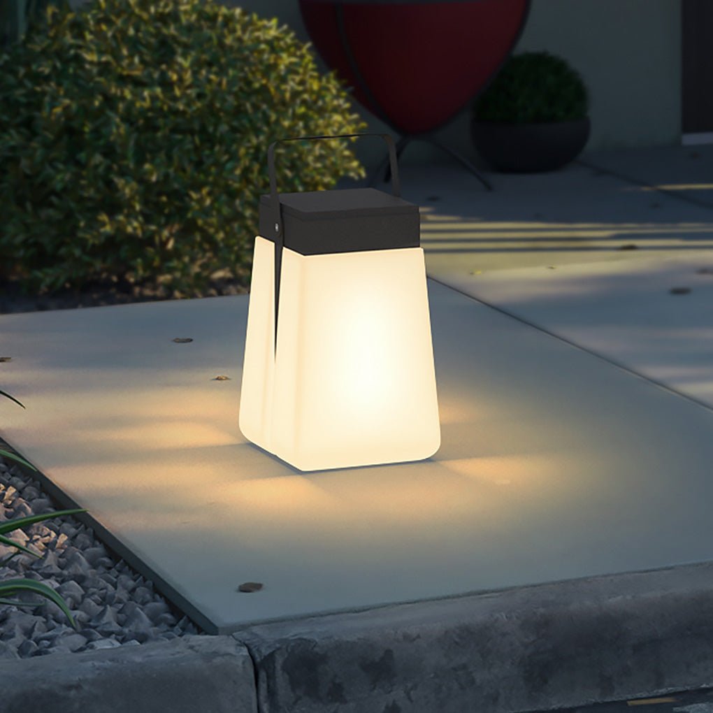 Gray Waterproof Outdoor Solar Garden Lantern Portable Stainless Steel LED Landscape Light