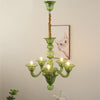 Green Murano Glass Chandelier Hand Blown Luxury Pendant Light Fixture